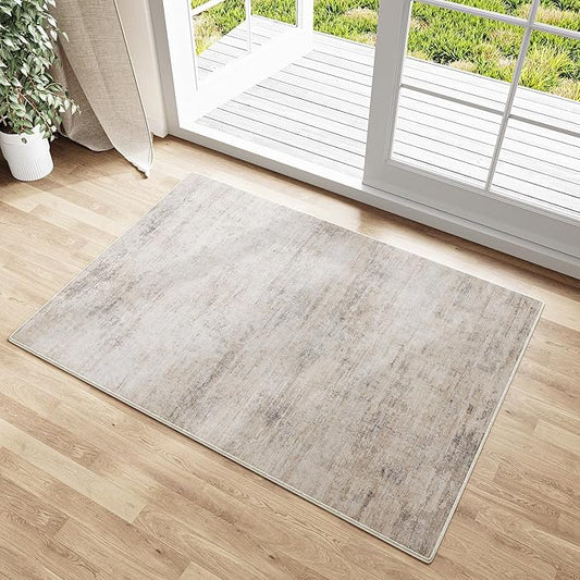2x3 Door Mat Small Rug Machine Washable Area Rug Grey Entryway Rugs Entrance Abstract Low Pile Carpet for Kitchen Bedroom Office Non Slip