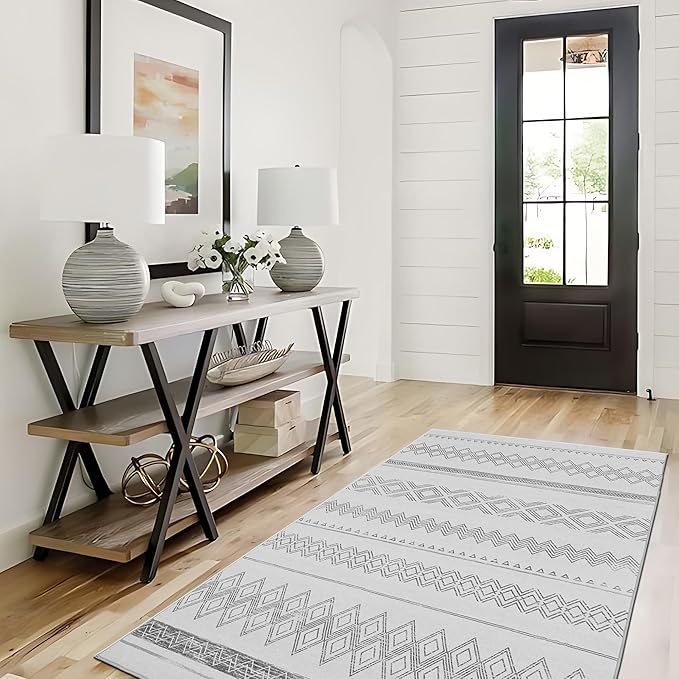 Washable Area Rug 3x5, Spill-Proof Surface, Non-Slip Backing, Cozy Soft Faux Wool, Printed Rug for Entryway Kitchen Bedroom Laundry Room Bathroom - Otis