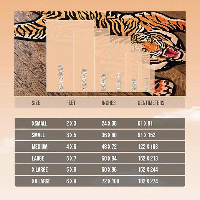 Tiger Printed Skin Area Rugs, Non- Slip Rug for Bathroom, Tiger Door Mat, Machine Washable Carpet for Bed Room 01