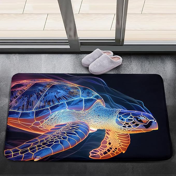 Sea Turtles Rug - Seafloor Turtle Area Rug for Kids 35" L x 23" W Ripple Ocean Life Turtles Carpet Rugs for Bedroom Living Room Kids Room Decor