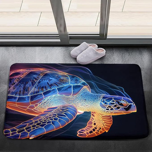 Sea Turtles Rug - Seafloor Turtle Area Rug for Kids 35" L x 23" W Ripple Ocean Life Turtles Carpet Rugs for Bedroom Living Room Kids Room Decor