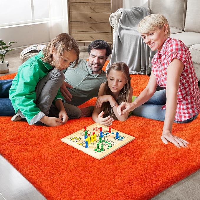 Shag Area Rugs for Bedroom Living Room,4X6 Ultra Soft Fluffy Area Rugs for Dorm, Indoor Carpet Nursery Rugs for Kids Room Home Decor,Orange