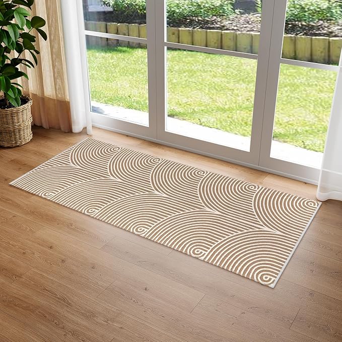 Tiffasea Washable Kitchen Rug Runner 2'x5', Cotton Woven Entryway Runner Rug Farmhouse Bathroom Throw Rugs Indoor Outdoor Floor Carpet for Hallway Bedroom Laundry Room