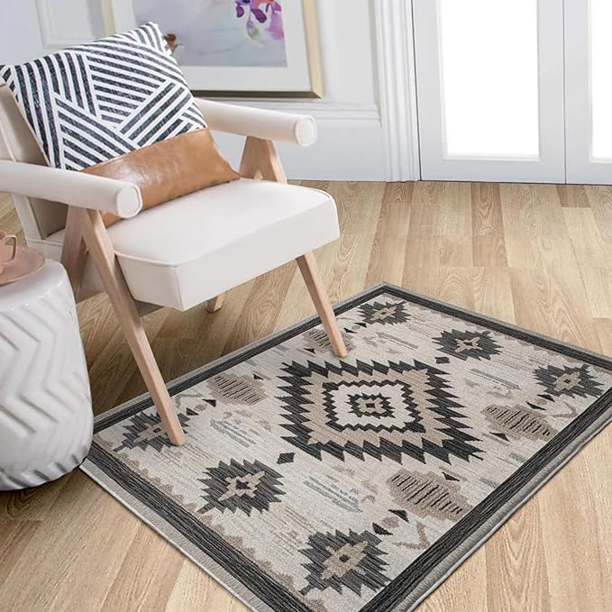 Southwestern Rug 2x3 for Entryway Western Aztec Area Rugs Machine Washable Tribal Navajo Southwest Rug Non Slip Printed Low-Pile Indoor Door Mat Floor Carpet for Kitchen Bathroom Laundry