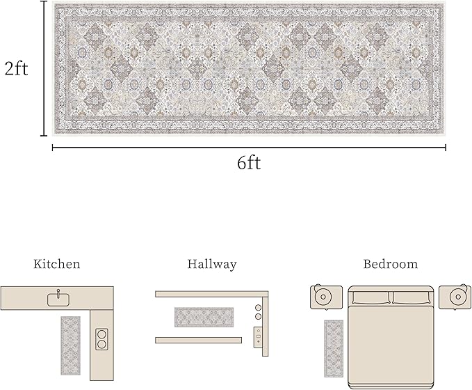 Non Slip Runner Rug, Kitchen Mat, 2x6 Washable Rugs, Runners For Hallways, Area Rug For Bedroom, Low Pile Soft Rugs, Kitchen Floor Mats, Slip Resistance, Durable Rug For Hallways, Bedroom, Kitchen