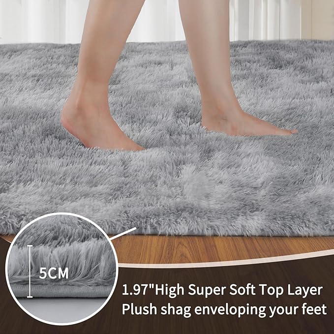 Sour Lemon 6x9 Area Rugs for Bedroom, Living Room Fluffy Rug, Large Area Rug Shag Shaggy Carpet Soft Plush Furry Bedside Rugs, Machine Washable Area Rugs for Kids Girls Boys Home Decor Anti Slip
