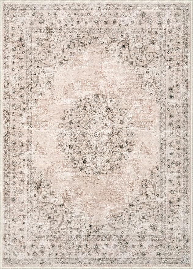 2x3 Area Rugs for Entryway: Washable Vintage Rug Indoor Soft Non-Slip Distressed Doormat for Bedroom Bathroom Kitchen Home Office (Brown, 2'x3')