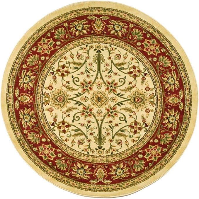 SAFAVIEH Lyndhurst Collection 3'3" Round Ivory/Red LNH212K Traditional Oriental Non-Shedding Dining Room Entryway Foyer Living Room Bedroom Area Rug