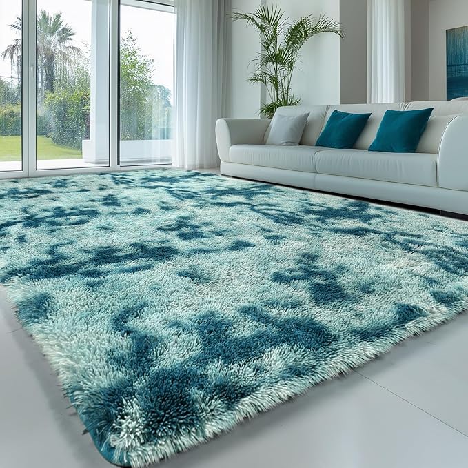 Sour Lemon Area Rugs 9x12 Living Room, Large Area Rug Shag Shaggy Carpet Soft Plush Furry Bedside Rug, Machine Washable Area Rugs for Bedroom Kids Girls Boys Home Decor Anti Slip
