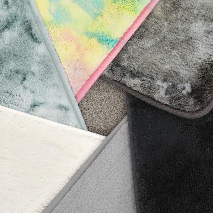 Ultra Soft Area Rug 5x7 Feet, Cosy Fuzzy Faux Fur Area Rug,Indoor Modern Plush Washable Shaggy Rugs for Bedroom Living Room Home Decor, Fluffy Carpet for Kids Room,Nursery,Dorm (Rainbow)