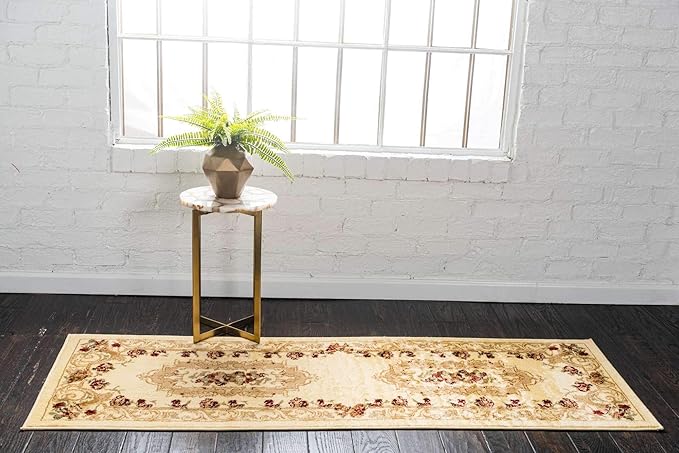 Unique Loom Versailles Collection Traditional Classic Floral Motif Area Rug (2' 2 x 6' 0 Runner, Ivory/ Tan)