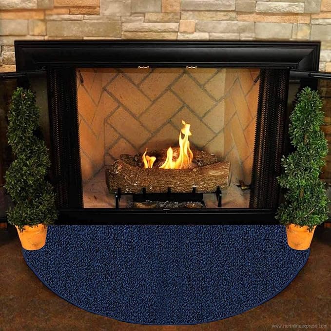 Ambiant Broadway Collection Pet Friendly Indoor Outdoor Area Rugs Blue - 30'' x 60'' Half Round, Stain & Fade Resistant, Easy Care, Pet & Kids Friendly, Made in USA, Perfect for Weddings