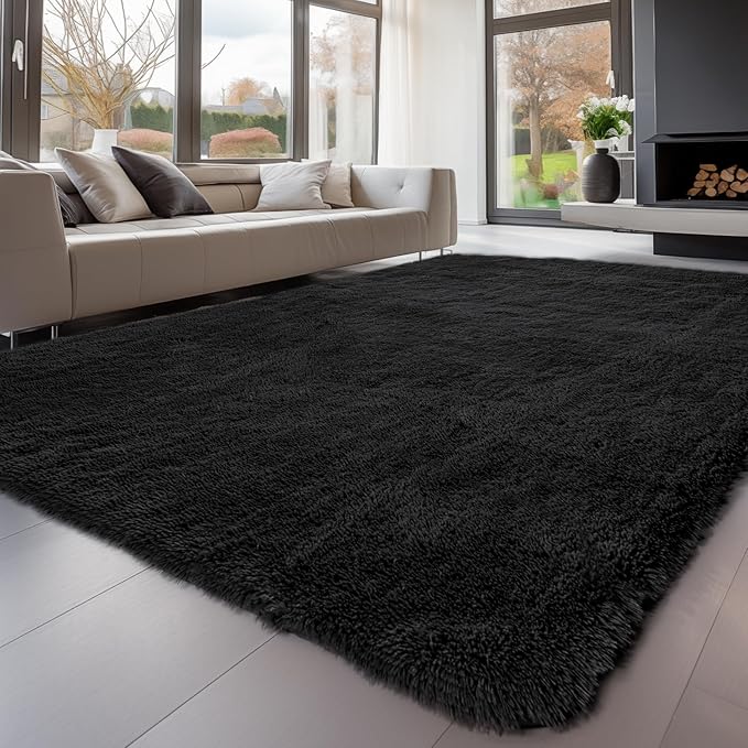 Sour Lemon 6x9 Area Rugs for Bedroom, Living Room Fluffy Rug, Large Area Rug Shag Shaggy Carpet Soft Plush Furry Bedside Rugs, Machine Washable Area Rugs for Kids Girls Boys Home Decor Anti Slip