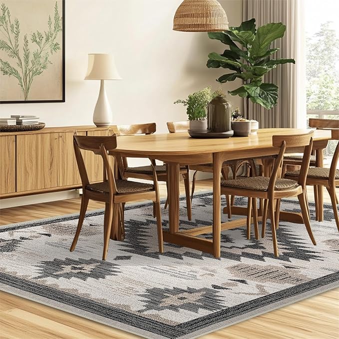 Southwestern Area Rug 3x5 Western Aztec Rugs Machine Washable Tribal Navajo Southwest Rug Non Slip Printed Low-Pile Indoor Floor Carpet for Living Room Kitchen Bathroom Bedroom