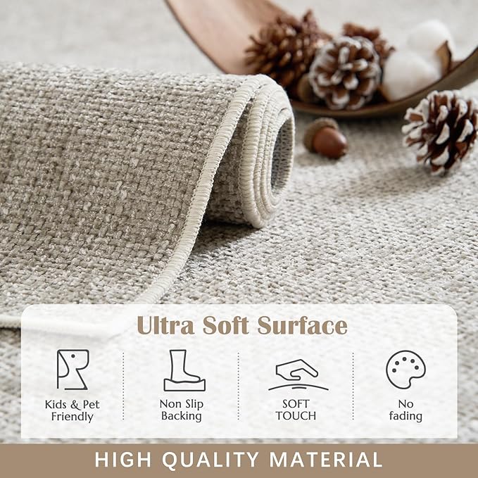 jinchan Modern Runner Rug 2x6 Washable Hallway Rug Grid Runner Indoor Floor Cover Geometric Contemporary Non Slip Soft Carpet for Kitchen Bedroom Laundry Room Home Office Taupe