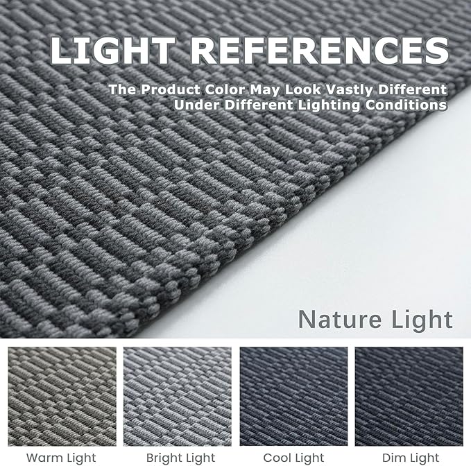 KOZYFLY Washable Runner Rug 2x5 Ft Runners for Hallways Throw Rug with Rubber Backing, Braided Cotton Entryway Runner Indoor, Carpet Runners for Hallway Kitchen Entryway Bedroom, Grey/Charcoal Grey