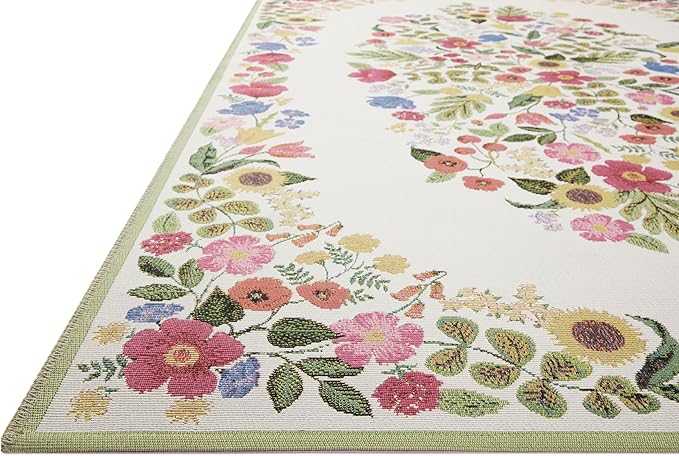 Loloi Rifle Paper Co. Perennial Collection Blossom PRN-01 Cream 2'-5" x 3'-11" Indoor/Outdoor Accent Rug