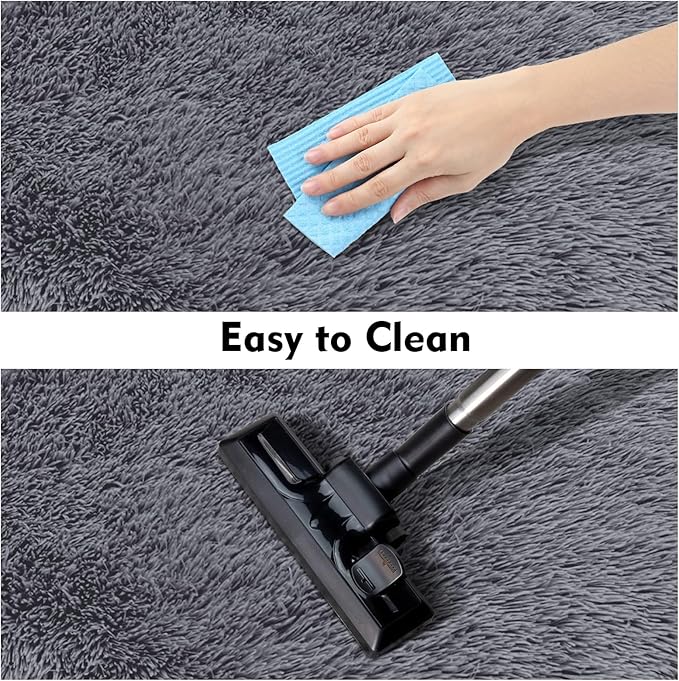 2x3 Fluffy Area Rugs for Bedroom Living Room,Small Soft Shag Fuzzy Rug Non-Shedding Indoor Plush Carpet for Kids Bedroom Nursery Dorm Home Decor,Deep Grey