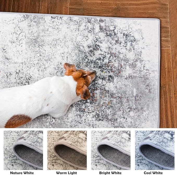 Washable Area Rug Living Room Rugs 5x7 Grey Kitchen Accent Rug Large Soft Abstract Rug Non-Slip Non-Shedding Low-Pile Indoor Floor Carpet for Bedroom Office Dining Room