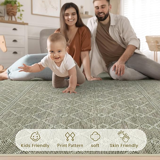 2x3 Rug Entryway Rugs: Washable Boho Small Geometric Moroccan Rug Modern Indoor Soft Non Slip Ultra Thin Front Door Mat for Kitchen Bedroom (Camel, 2'x3')