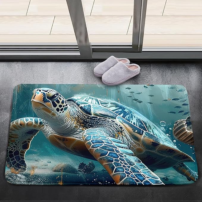 Sea Turtle Area Rugs - Sea Turtle Rug for Bedroom Ocean Theme Rugs Ocean Animal Room Decor, 2'×3'