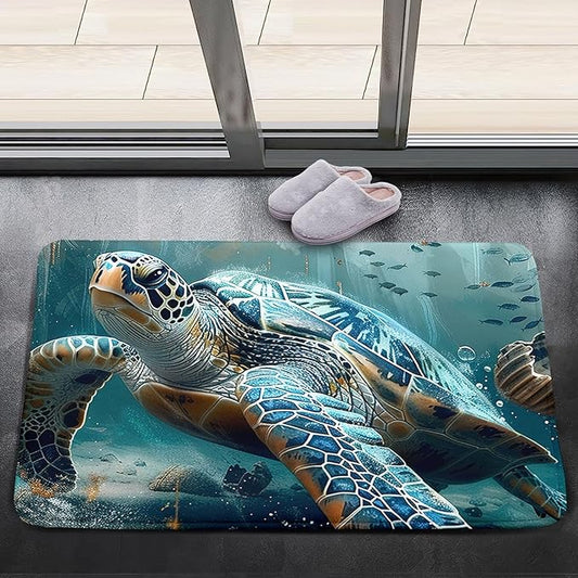 Sea Turtle Area Rugs - Sea Turtle Rug for Bedroom Ocean Theme Rugs Ocean Animal Room Decor, 2'×3'