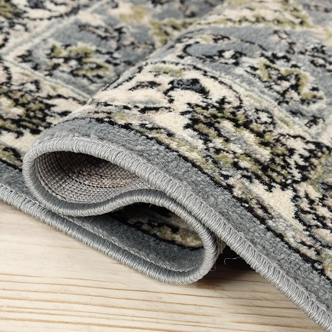 Superior Lille 3 Piece Indoor Area Rug Set, Jute Backing, Oriental Floral Decor for Hallway, Entry, Office, Kitchen, Bedroom, Living Room Floors, Plush Rugs, 2' 7" x 8', 5' x 8', 8' x 10', Cream