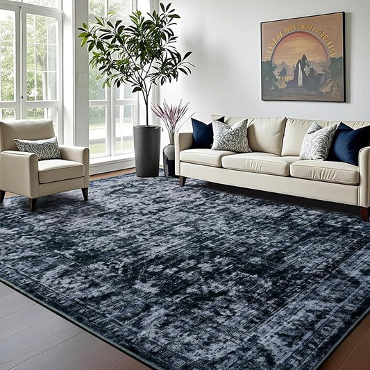 4x6 Non Slip Area Rug, Modern Soft Rugs for Living Room Machine Washable Easy Clean, Kids Pet Friendly Non Shedding, Comfortable for Bedroom Dining Room Kitchen Home Office Floor - Gray