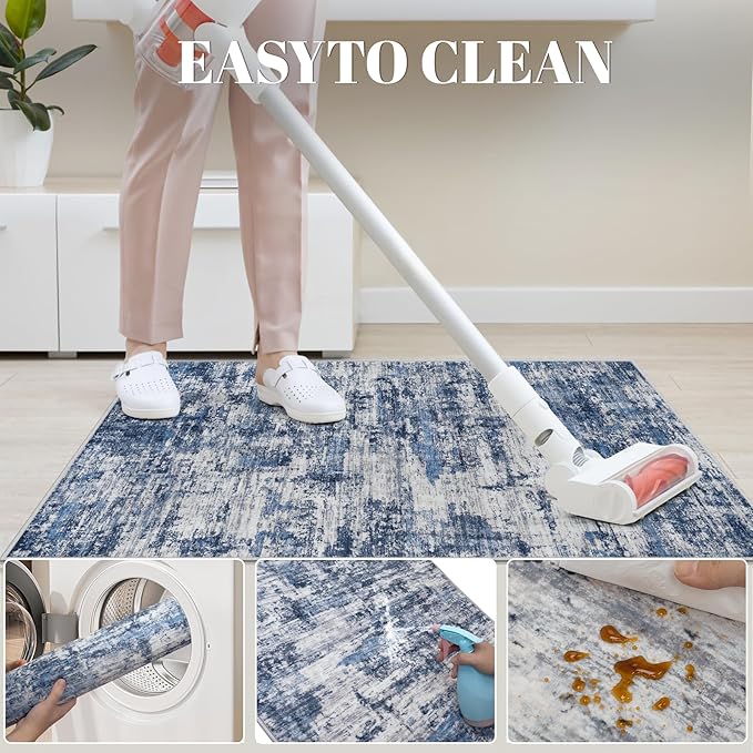 2x3 Area Rug for Living Rooms : Washable Rugs Non-Slip Large Thin Modern Abstract Carpet for Bedrooms,Dining Rooms,Offices and Farmhouse Spaces