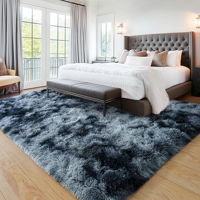 9x12 Area Rug for Living Room, Ultra Soft Large Shag Rug Fluffy Carpet for Bedroom, Plush Modern Floor Rug for Kids Girls Room Nursery Home Decor Aesthetic, Blue Grey