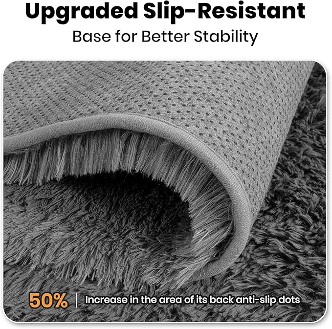 Zentavio Area Rugs for Living Room Small Carpet for Bedroom 3x5 Bedside Washable Soft Fluffy Shag Aesthetic Plush High Pile Throw Rug for Nursery Kids Room Dorm Room Grey