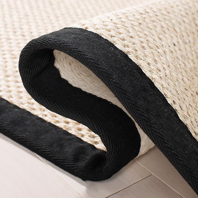 Safavieh Natural Fiber Collection Area Rug - 10' x 14', Marble & Black, Border Sisal Design, Easy Care, Ideal for High Traffic Areas in Living Room, Bedroom (NF143A)