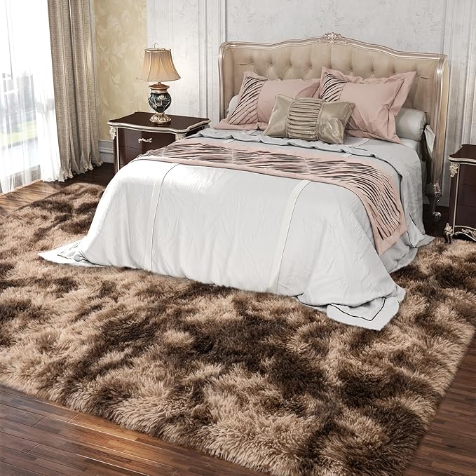 5x7 Area Rugs for Living Room, Plush Thick Carpets for Boy and Girls Room, Modern Soft Shag Rug for Bedroom, Non Slip, Large Indoor Carpet for Nursery Dorms Home Decor Aesthetic, Brown