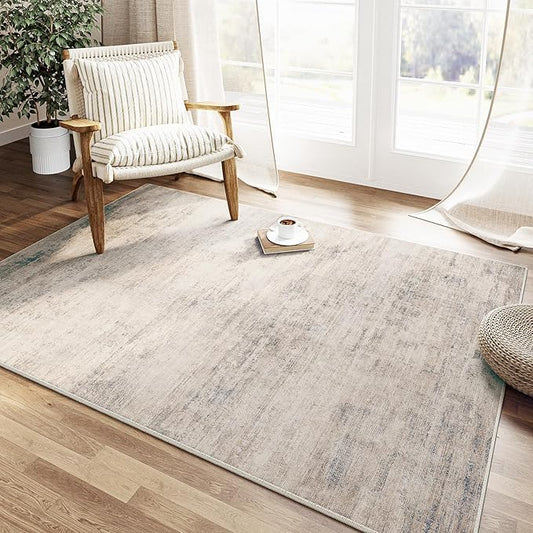4x6 Rugs Machine Washable Grey Hallway Area Rug Indoor Accent Rug Abstract Low Pile Carpet Distressed Throw Rug Bedroom Living Room Office Dining Room Kitchen Laundry Room Non Slip