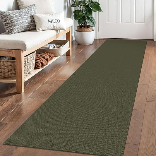 Braided Runner Rug 2x6 Ft Washable Runners for Hallways Kitchen Runner Rug with Rubber Backing Cotton Entryway Runner Indoor, Woven Floor Carpet for Hall Kitchen Bedroom, Dark Green