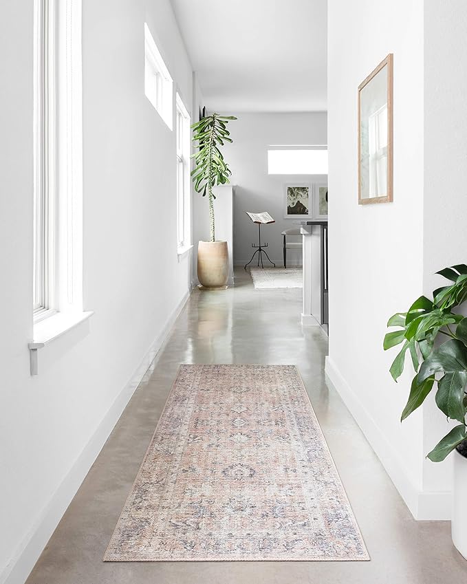 Loloi II Skye Collection SKY-01 Blush/Grey 2'-6" x 12'-0" Runner Rug