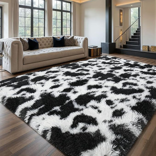 Sour Lemon 8x10 Area Rugs for Bedroom, Living Room Fluffy Rug, Large Area Rug Shag Shaggy Carpet Soft Plush Furry Bedside Rug, Machine Washable Area Rugs for Kids Girls Boys Home Decor Anti Slip