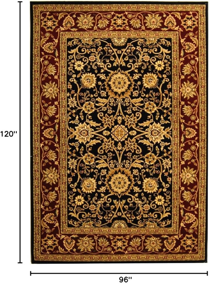 SAFAVIEH Lyndhurst Collection Area Rug - 8' x 10', Black & Red, Traditional Oriental Design, Non-Shedding & Easy Care, Ideal for High Traffic Areas in Living Room, Bedroom (LNH212G)