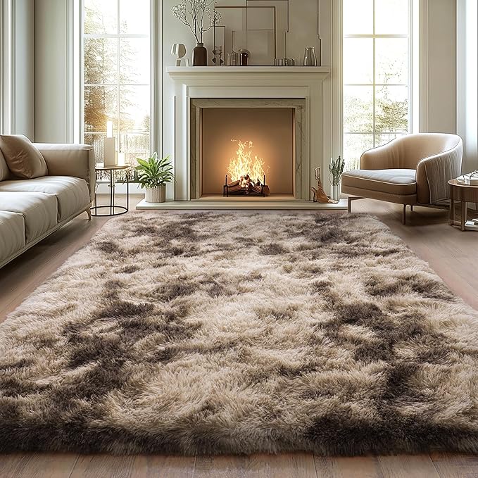 Fluffy Rug for Living Room,Furry Carpet for Teen,Shaggy Rug for Nursery Room, Hot Pink Fuzzy Plush Rug for Dorm, Rectangle Shag Rug 9x12 Feet