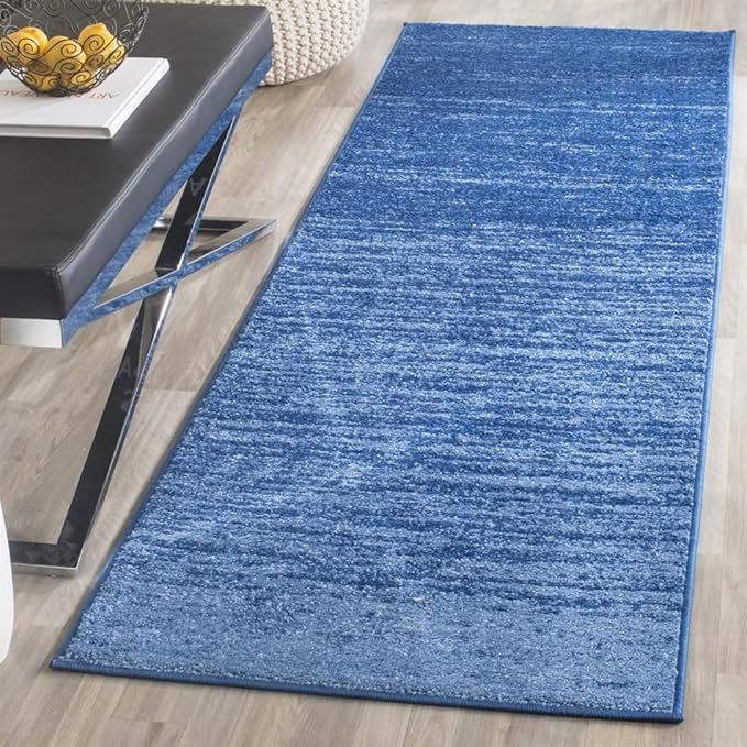 SAFAVIEH Adirondack Collection Runner Rug - 2'6" x 16', Light Blue & Dark Blue, Modern Ombre Design, Non-Shedding & Easy Care, Ideal for High Traffic Areas in Living Room, Bedroom (ADR113F)