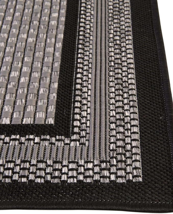 Unique Loom Outdoor Border Collection Area Rug - Multi Border (7' 10" x 10' Rectangle Gray/Black)