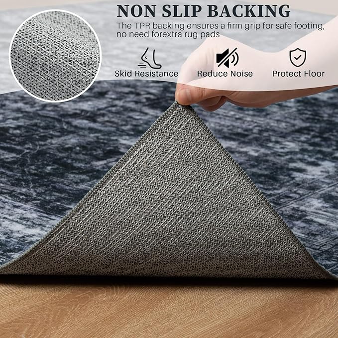 3x5 Non Slip Area Rug, Modern Soft Rugs for Living Room Machine Washable Easy Clean, Kids Pet Friendly Non Shedding, Comfortable for Bedroom Dining Room Kitchen Home Office Floor - Gray