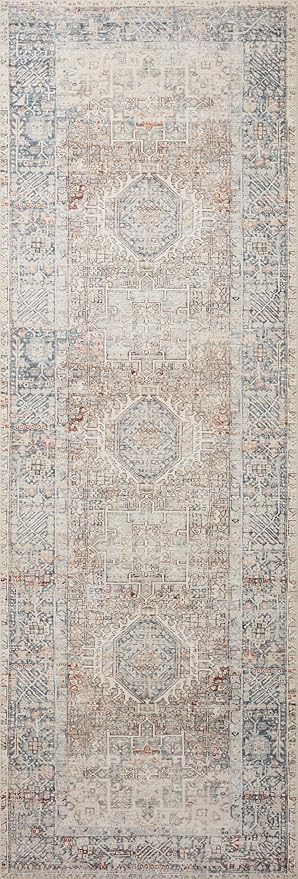 Loloi Chris Loves Julia Jules Collection JUL-07 Natural/Ocean 9'-6'' x 14', .13" Pile Height, Area Rug