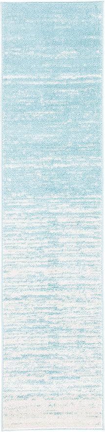 SAFAVIEH Adirondack Collection Runner Rug - 2'6" x 14', Aqua & Ivory, Modern Ombre Design, Non-Shedding & Easy Care, Ideal for High Traffic Areas in Living Room, Bedroom (ADR113J)