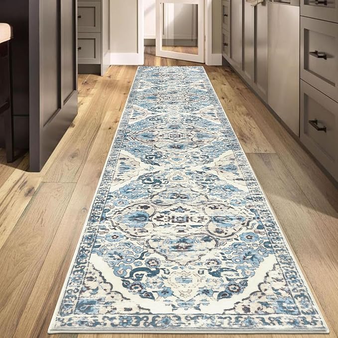 HEBE Hallway Runner Rug 2'8''x14' Washable Vintage Distressed Area Rugs Non Slip Laundry Rug Runner Boho Floor Carpet Runners for Hallways Entryway Laundry Room Kitchen Bathroom