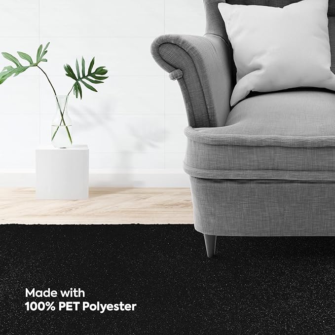Furnish my Place Modern Indoor/Outdoor Commercial Solid Color Rug - Black, 2' x 24', Runner, Pet and Kids Friendly Rug. Made in USA, Area Rugs Great for Kids, Pets, Event, Wedding