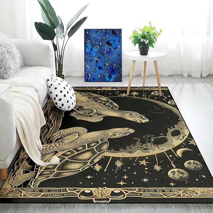 Tortoise Area Rug - Outer Space Tortoise Rug for Kids Boys Tortoises Rugs for Bedroom, 47" L x 31" W