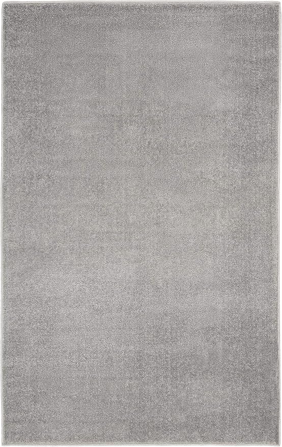 Nourison Essentials Indoor/Outdoor Silver Grey 3' x 5' Area Rug, Easy Cleaning, Non Shedding, Bed Room, Living Room, Dining Room, Backyard, Deck, Patio (3x5)