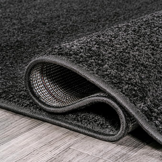 JONATHAN Y SEU100I-216 Haze Solid Low-Pile Indoor Runner Rug, Coastal, Bohemian, Minimalist, Classic, Casual for Bedroom,Kitchen,Living Room,Non Shedding,Easy-Washing, Black, 2 X 16