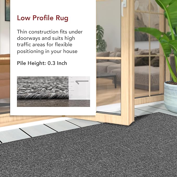 nuLOOM 2' x 10' Solid Hand Braided Indoor/Outdoor Area Rug, Pet-Friendly, High Traffic, Weather Resistant, for Patio, Balcony, Bedroom, Living, Dining Room, Wynn Charcoal